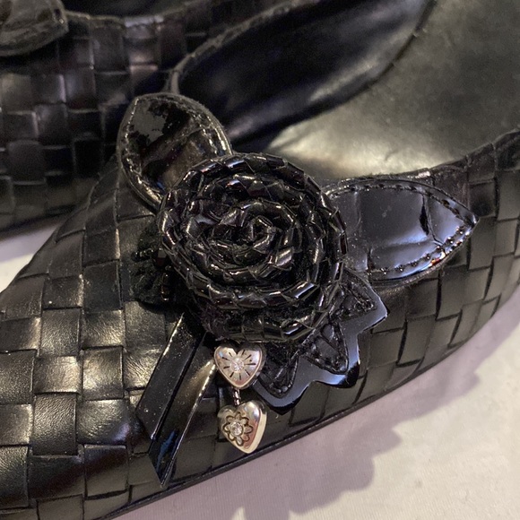 Brighton Black Leather Paige Mule Slide Kitten Heels - Picture 10 of 13